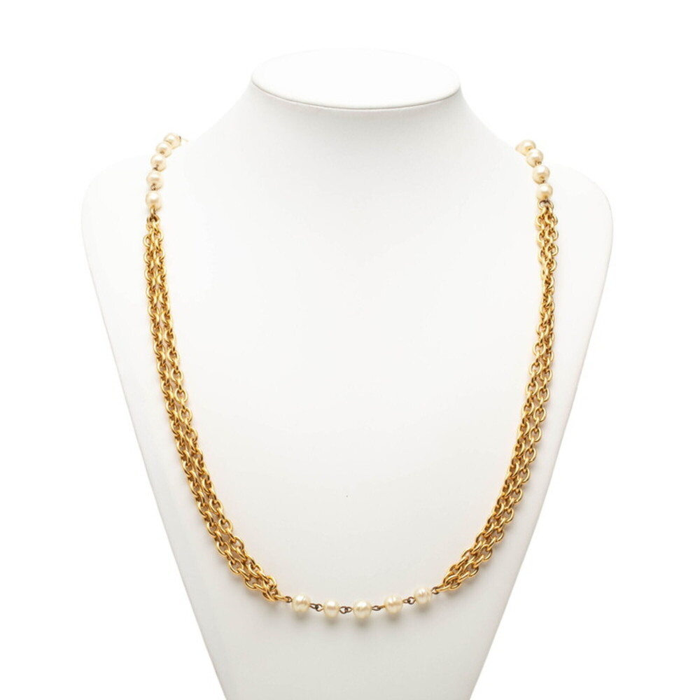 CHANEL Gold Pearl Necklace